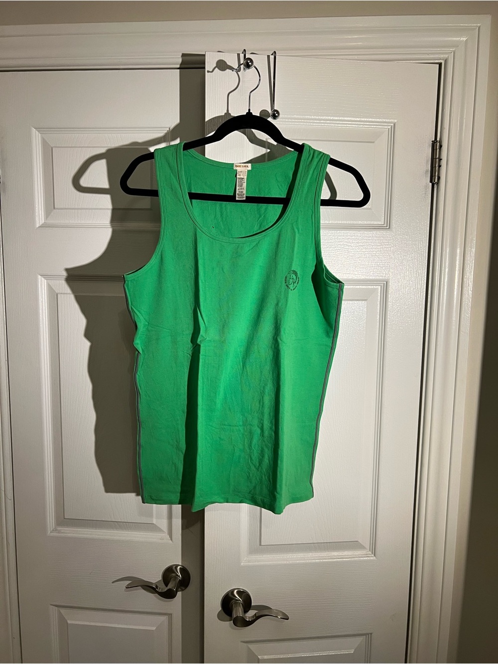 Diesel Men's Bright Green Tank Top with Scoop Neck